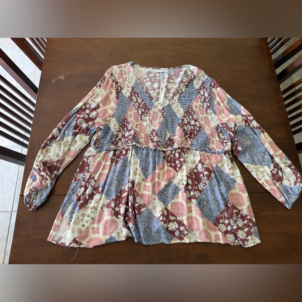 Maurices Snocked Multicolor Floral Long Sleeve Top